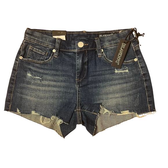 NWT Blank NYC The Astor Dark Wash Cut Off Denim Shorts Size 26 - Picture 1 of 3